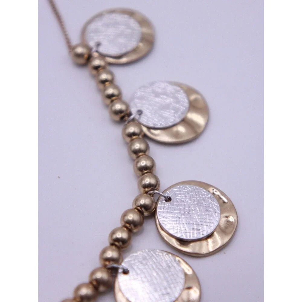 BANANA REPUBLIC Silvertone Goldtone Pendants Adjustable Length Necklace